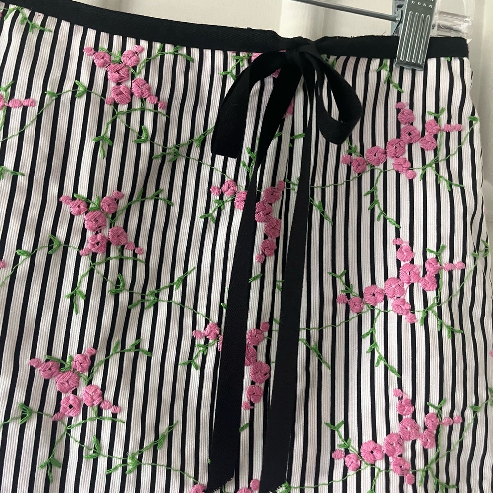 Nanette Lepore Embroidered Floral Striped Mini Skirt - Picture 6 of 7